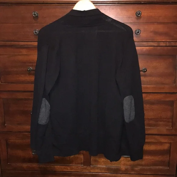 Stylus Women's XL Black Open Cardigan Elbow Patch Jacket Cotton Modal Soft Knit - Picture 7 of 16